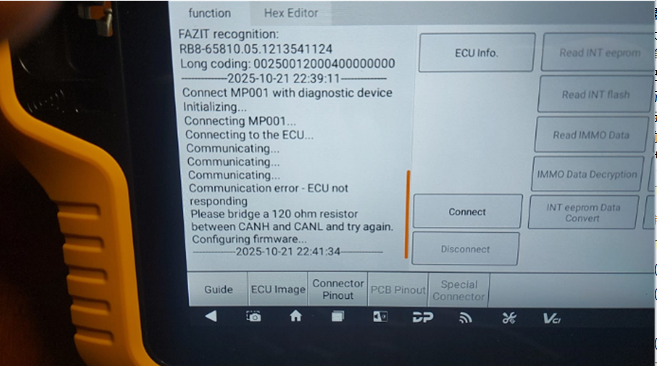 PCB Pinout” and “Special Connector” options are unavailable