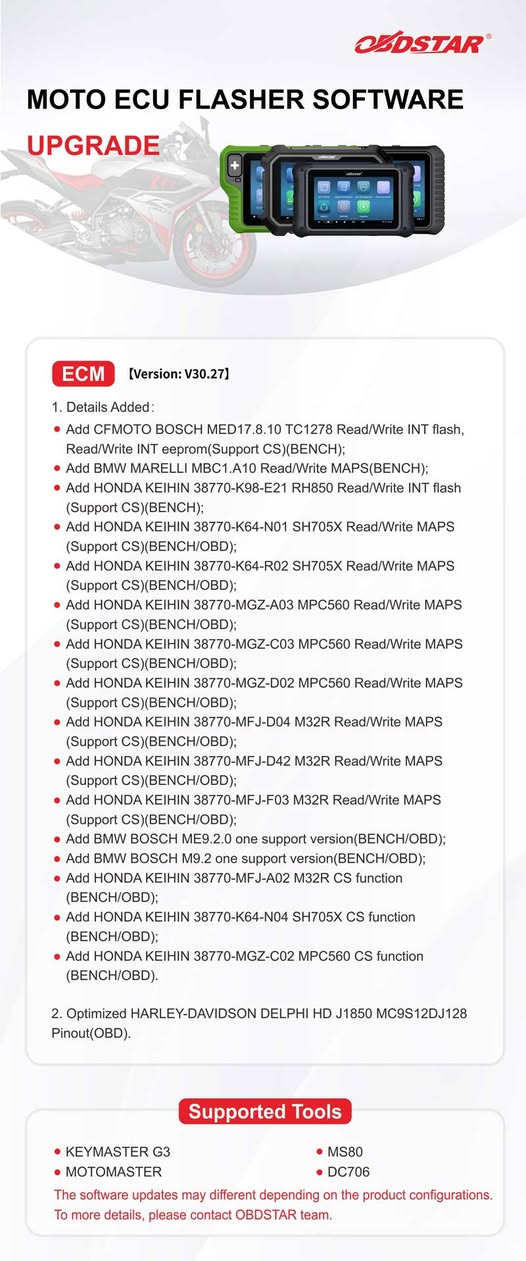 OBDSTAR MOTO ECU FLASHER SOFTWARE UPGRADE