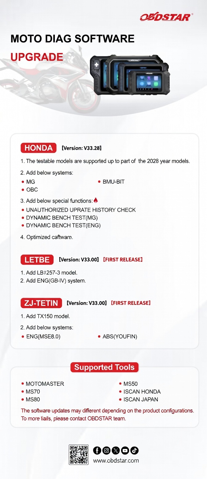 OBDSTAR MOTODIAG SOFTWARE UPGRADE