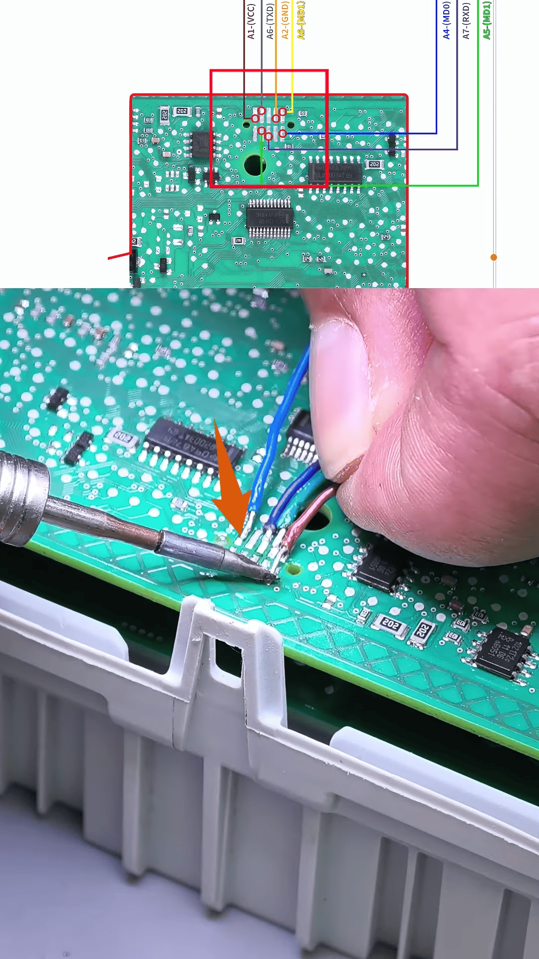 solder wires to the BCM board