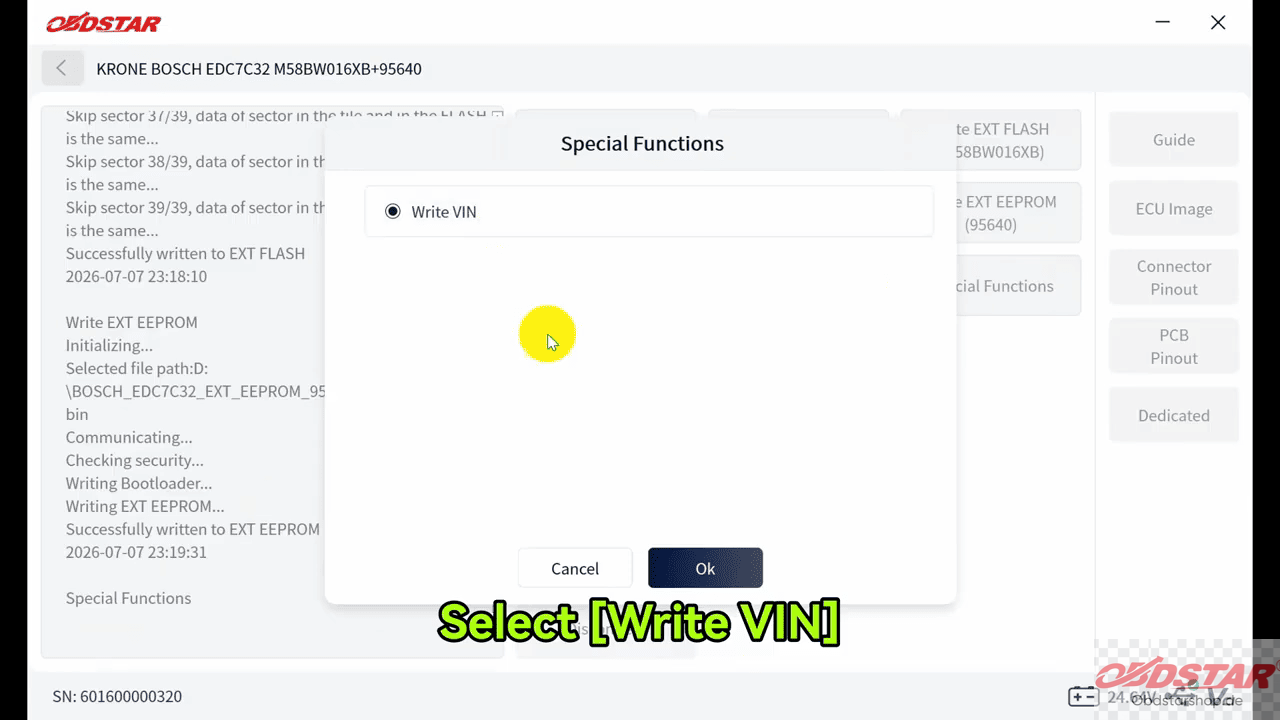 Select [Write VIN]