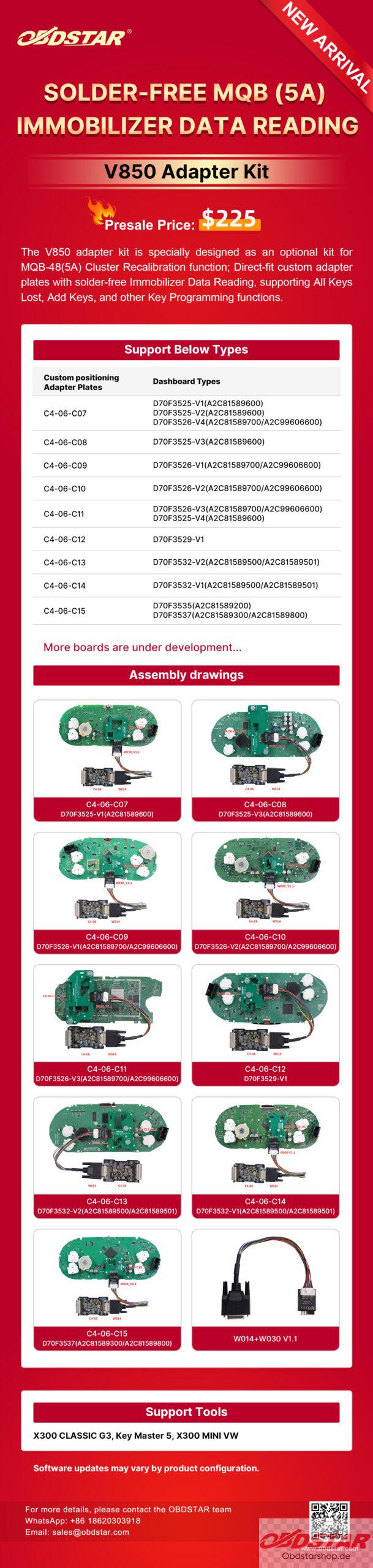 OBDSTAR V850 Adapter Kit